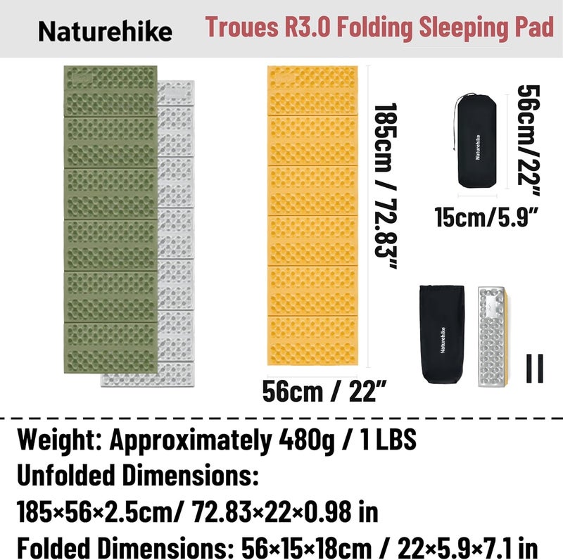 windhike Naturehike Ultralight Foam Sleeping Pad - R1.8/R2.6/R3.0 Closed Cell Mattress, Thick Portable Folding Mat for Backpacking, Waterproof & Compact for Camping, Hiking, Travel and Car Camping - Image 2